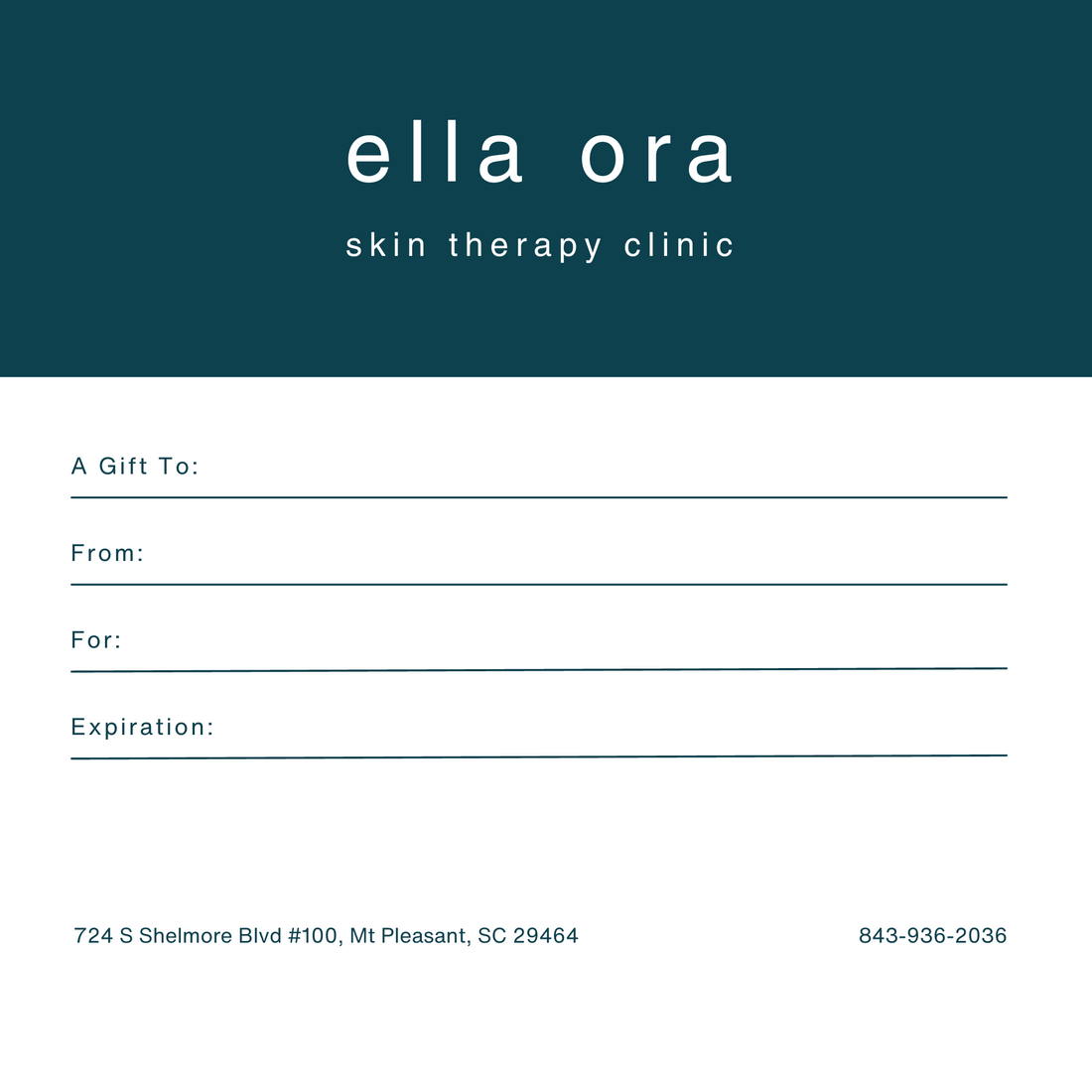 ella ora gift card back view