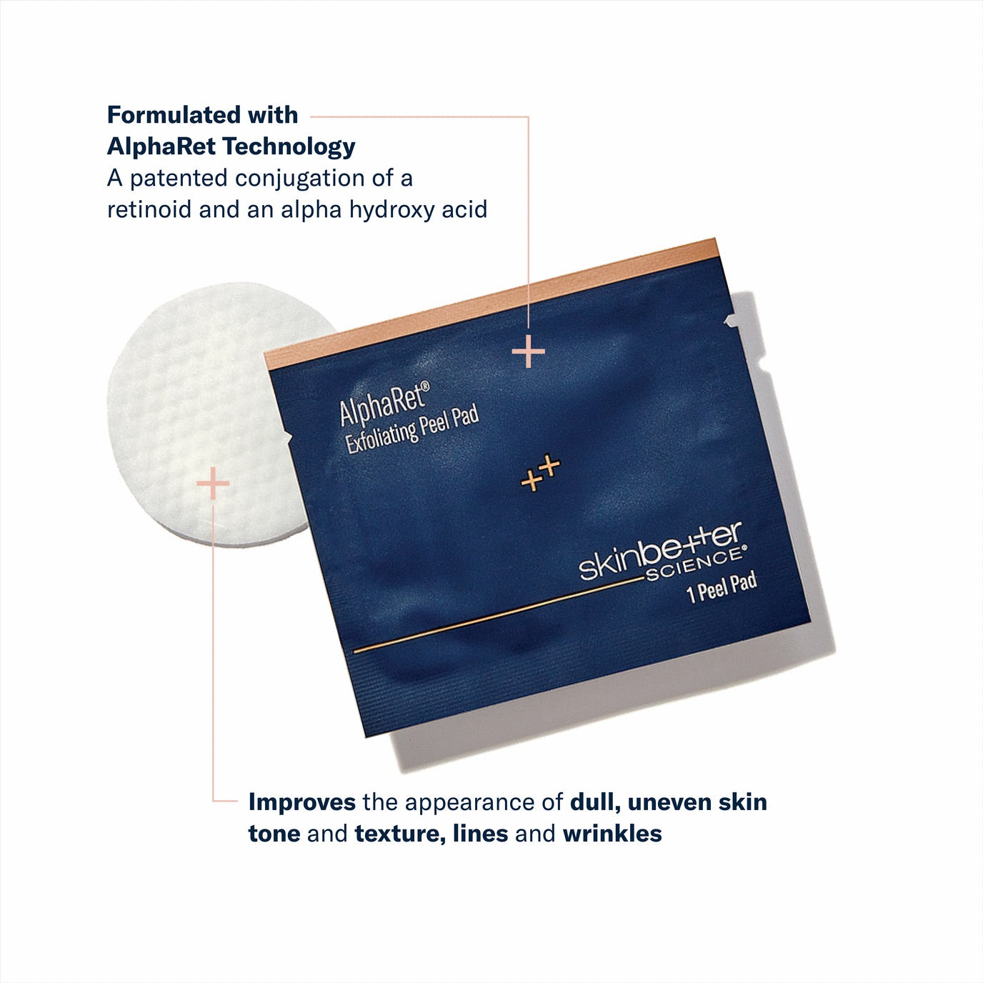 AlphaRet Exfoliating Peel Pad by skinbetter science with a white applicator on a light gray background.